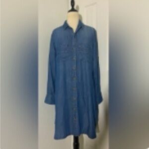 Cloth and Stone Blue Denim Chambray Button-Up Dress Size Medium